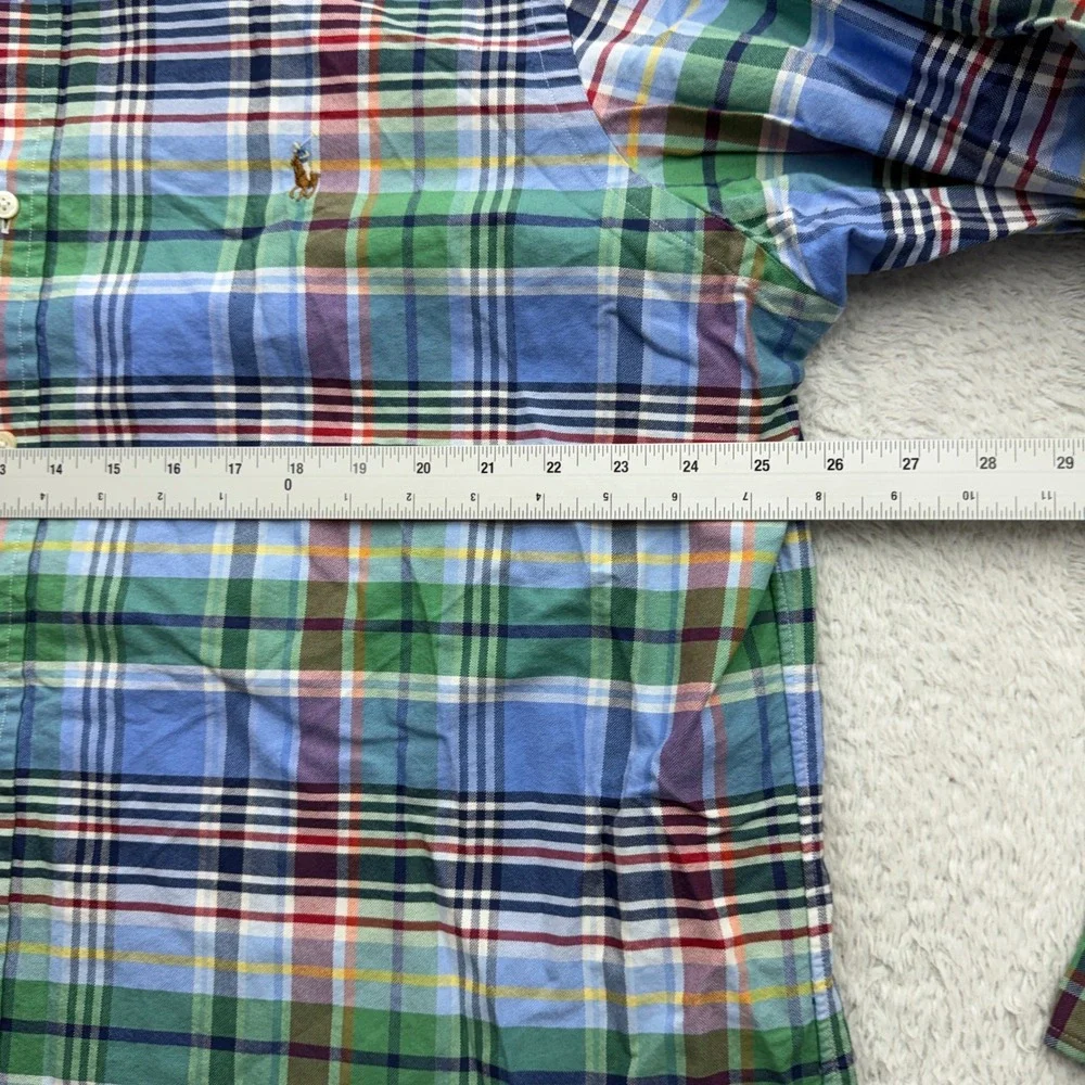 Polo Ralph Lauren Mens XXL Classic Fit Plaid Button Down Shirt Blue Green Multi